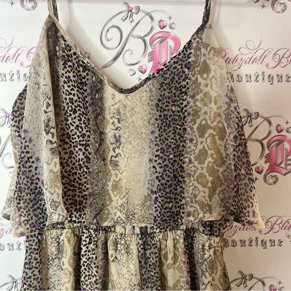 Denver Hayes Animal Print Maxi Dress pink purple cheetah print beige flowy - Picture 4 of 6